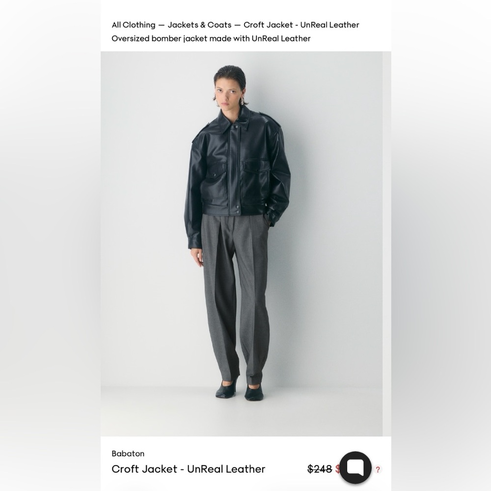 Aritzia Black Croft UnReal Leather Jacket